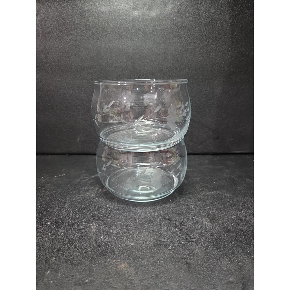 Princess House Heritage Stackable Crystal Candy Dish 443, Set of 2,‎ Etched